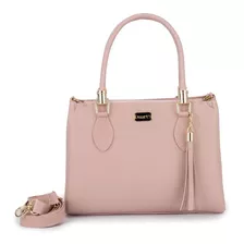 Bolsa Tote Duart's Lorena Design Lisa De Couro Sintético Rosa Com Alça De Ombro Rosa Alças De Cor Rosa