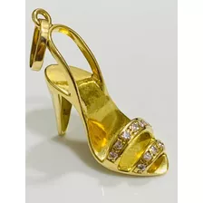 Pingente Sapato Alto Ouro 18k750,- 4.5 Gr.-30mmdiamantes.