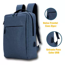 Mochila Para Notebooks Cor Cinza Cor Azul Desenho Do Tecido Azul