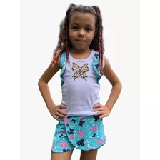 Kit 3 Conjuntos Blusa E Short Infantil Menina Blusinha Linda