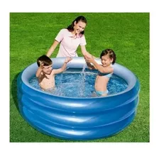 Piscina De 3 Anillos, Marca Play Day Color Azul Metalico