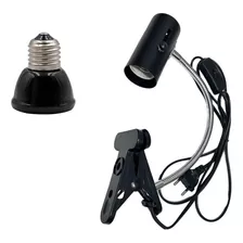 Kit Suporte Soquete Articulado + Lâmpada Cerâmica 220v 100w