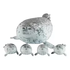 Foca Guatona Peluche 40 Cm + 4 Foquitas Bebes Lindos