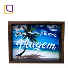 Quadro Cofre De Mdf Medio 16x23cm Para Próxima Viagem Praia