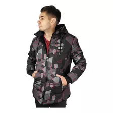 Campera Hombre Inflada Polar Impermeable Capucha Desmontable