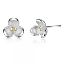 Aros De Flor Tres Petalos Baño Plata 925 / Todojoyas