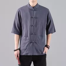 Camisa Masculina De Algodão, Camisa De Linho, Jaqueta Sólida