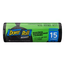 Saco Para Lixo Preto 15l Dover Roll Resist 40 Unidades