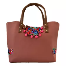 Bolsa De Mano Para Mujer, Rosa Acabado Artesanal.