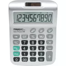 Calculadora De Mesa Truly 6001-10 Dígitos Bateria E Solar Cor Prateado