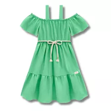 Vestido Infantil Kukie Moderninho Em Viscose Linho