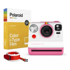 Cámara Instantánea Polaroid Originals Kit Now + Color I-type (8 Exp) + Correa Roja Rosa