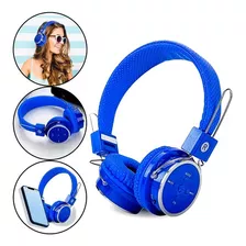 Fone Ouvido Sem Fio Bluetooth Recarregável Celular P2 Usb Fm Cor Azul