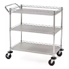 Carro Organizador De Aço Inox Para Cozinha 3 Prateleiras