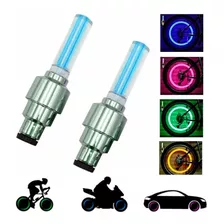 2 Led Neon Bicos Pino De Válvula Roda Bicicleta Moto Bike