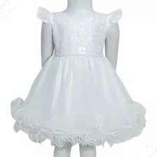 Vestido Batizado Bebê Roupa Batismo Menina Branco Com Renda