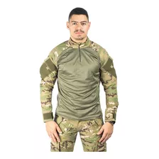 Camisa Masculina Multicam Militar Reforçada Ripstop 2 Bolsos