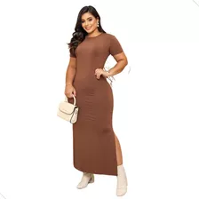 Vestido Básico Mídi Moletinho Com Manga