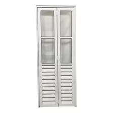 Porta Alumínio Camarão Palheta Branco 2,10 X 0,90 Com Vidro