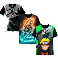 Kit 3 Camisa Camiseta Infantil Full Desenho Anime Naruto 02