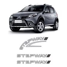 Kit Adesivos Prata Sandero Stepway 2008 Lateral E Traseiro