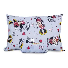 Jogo Lençol Solteiro Infantil Malha Minnie Mouse Disney 2 Pç