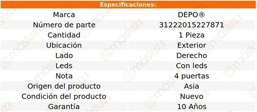 Calavera Ext Der C/leds Bmw 320i 13/15 Depo Foto 4