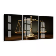 Kit 3 Quadros Decorativos Balança Da Justiça Advogado Vidro
