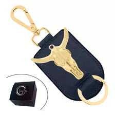 Chaveiro De Couro Peão Veterinário Dourado Marrom Cowboy Top