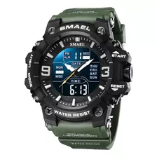 Relógio Smael Modelo 8049 Masculino Militar Duplo Movimento