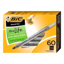 Boligrafos Bic Round Stic Xtra Life Color Negro Caja De 60 