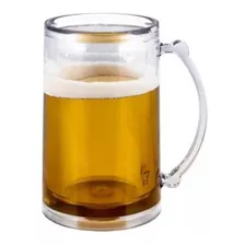 Tarro Cerveza Doble Pared Simula, Mantiene Frío O Caliente Color Transparente