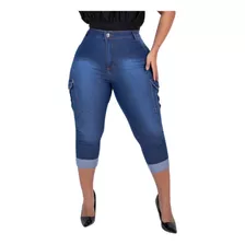 Calça Jeans Corsario Feminina Hot Pants Plus Size Com Lycra