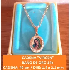 Medalla Dije Cadena Virgen De Guadalupe Rodio Baño Oro 14k