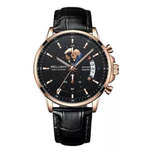 Reloj De Cuarzo Belushi Para Hombre, De Piel, Luminoso, Resi