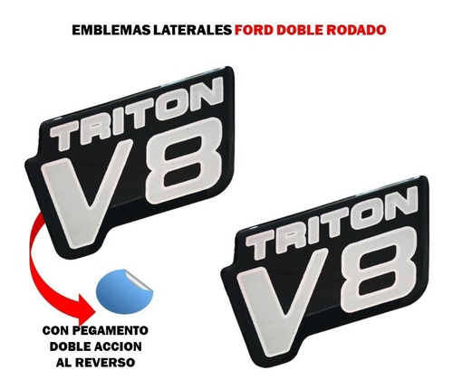 Par De Emblemas Laterales Triton V8 Ford Doble Radado Foto 4