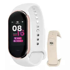 Reloj Marea Smart Watch Con Malla De B57014 Caja Dorado Malla Blanco Bisel Negro