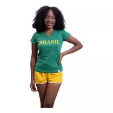 Camiseta Feminino Seleção Brasileira Copa Do Mundo Torcedor