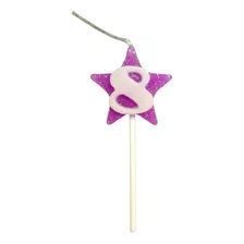 Vela Aniversário Estrela Lilas Numero 8