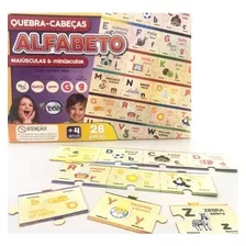 Quebra-cabeça Alfabeto Inglês Maiúsculas Minúsculas 28 Peças