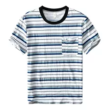 Playera Lino Rayas Manga Corta Cuello Redondo Para Hombre