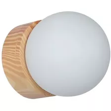 Aplique Pared 1 Luz Globo Opal Madera Apto Led Deco Cx