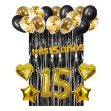 Combo Globos 15 Años ( Nro 80 Cm )+ 2 Cortinas Metalizadas