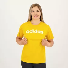 Camiseta adidas Logo Linear Feminina Amarela E Branca