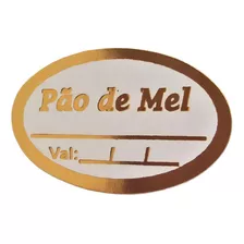 Etiqueta Adesiva Pão De Mel - Linha P/sabor E Valid. 1.000un Cor Dourado Desenho Impresso Pão De Mel/validade