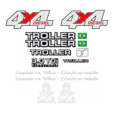 Kit Adesivos Emblema Troller T4 4x4 Diesel 3.0 Tdi 2007 Completo Carro Azul Tlr061