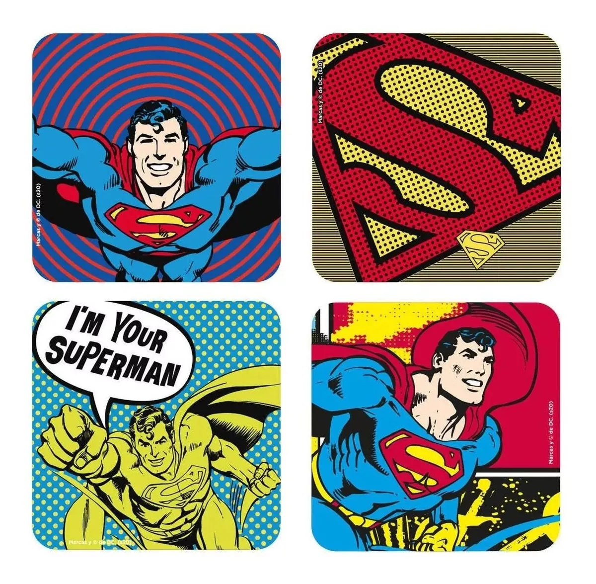 Superman Dc Posa Vaso Set 4 Unidades  Vais