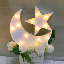 Luz De Noche Decorativa Con Estrella De Luna, Linda Lámpara 