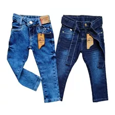 Kit Com 2 Calças Jeans Infantil Menina Com Lycra . 