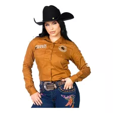 Camisete Feminina New Western Mostarda Manga Longa Radade